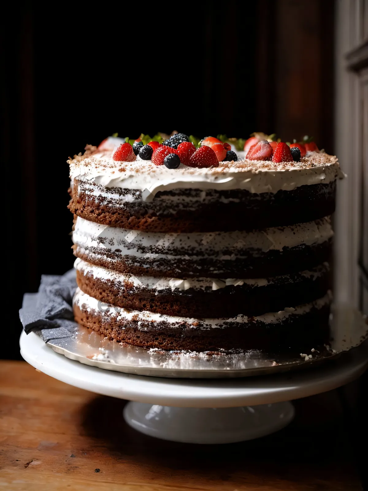 Picture of Delicious Chocolate Cake on a Dessert Plate