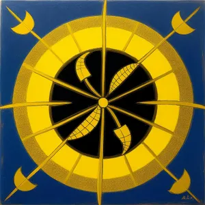 Arrow pointing north on compass with clock face symbol