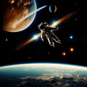 Cosmic Night Sky Lamp over Earth Globe Universe