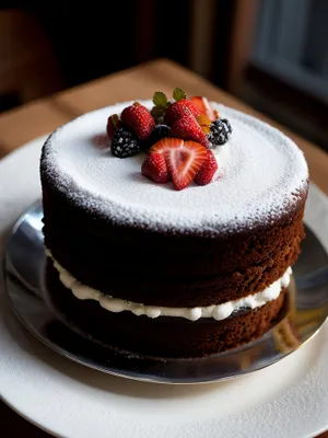 Delicious Berry Cake with Fresh Mint