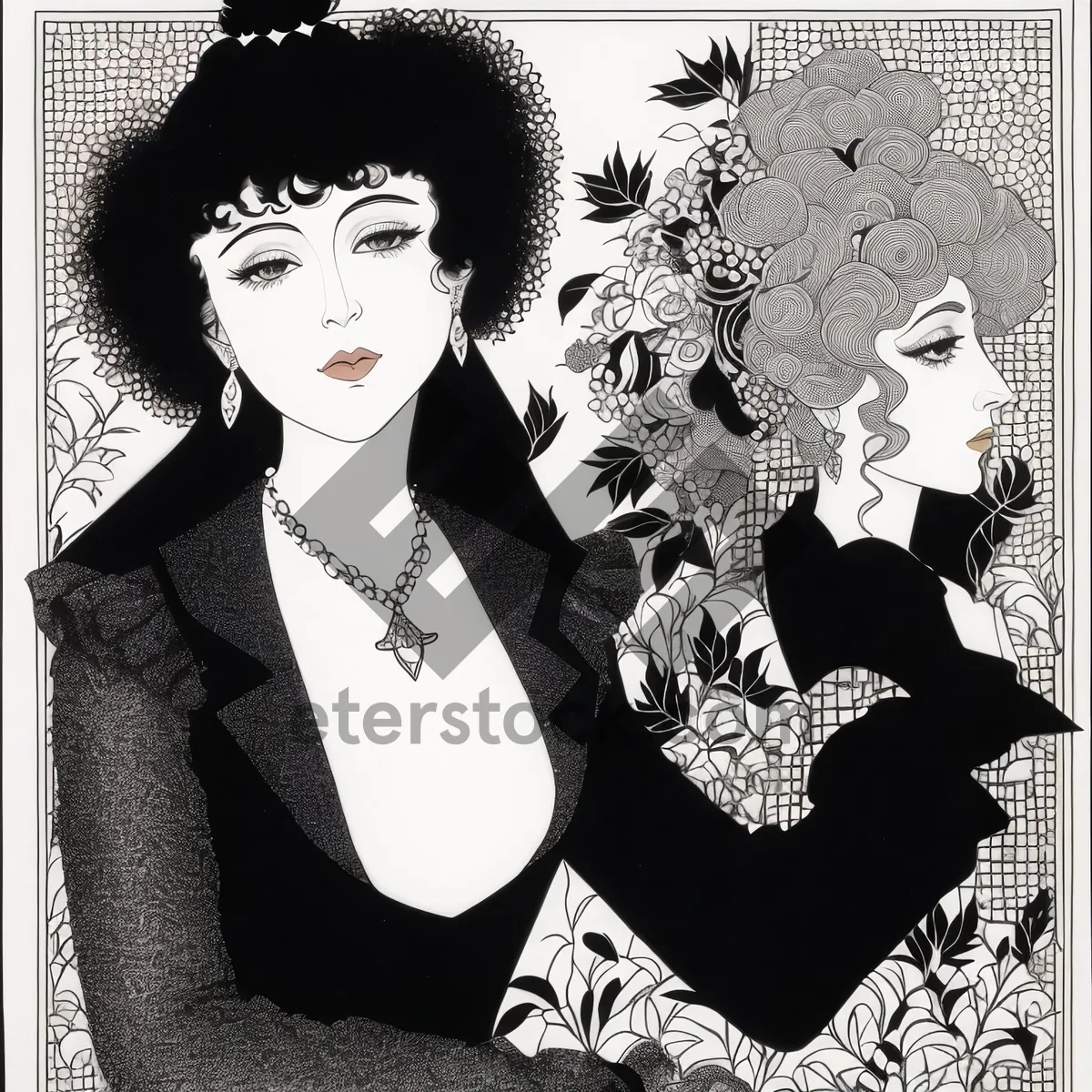 Picture of Fashionable Black Cartoon Model Art