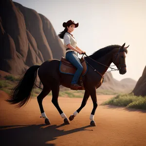 Professional Horseback Rider with Cowboy Hat