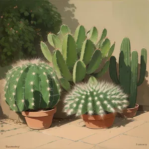 Tropical Desert Cactus Garden: Prickly Vascular Plant Flora