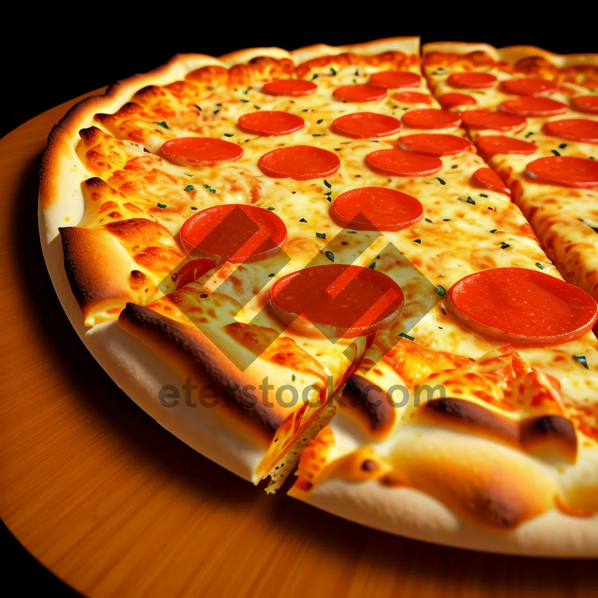 Picture of Delicious Gourmet Pizza with Pepperoni and Cheese