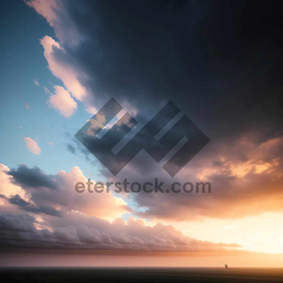 Picture of Vibrant Celestial Sunset Over Horizon