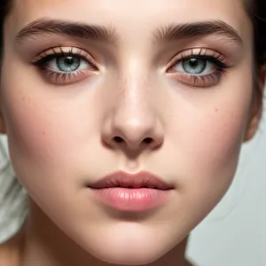 Flawless Beauty: Captivating Closeup of Attractive Model with Clean Facial Skincare