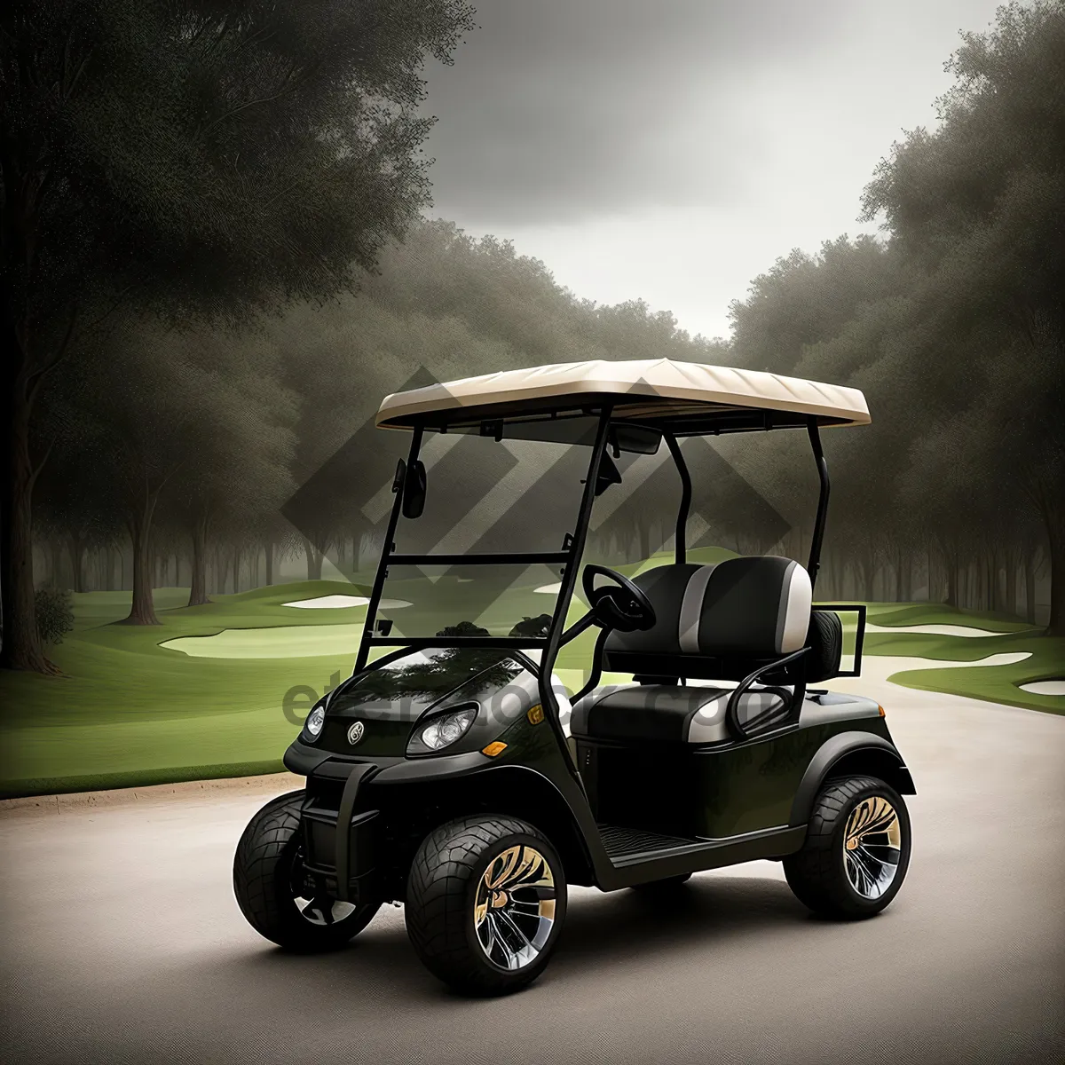 Picture of Golf Cart on Green Course