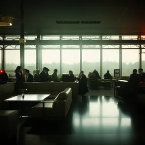 Modern Waterfront Restaurant Interior with Stylish Chairs