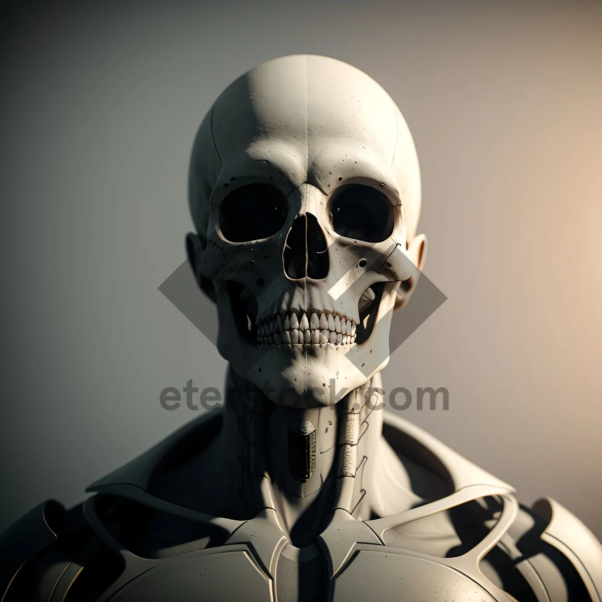 Picture of Spooky Skull Sculpture: Male Skeleton Bust in Mask