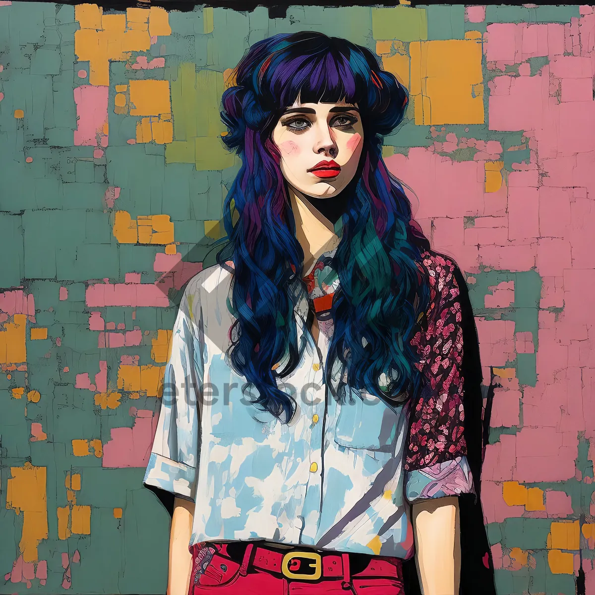 Picture of Happy model posing in fashionable classroom puzzle game