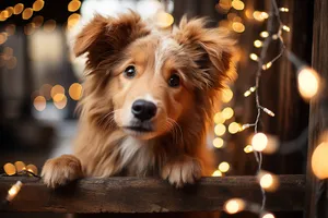 Brown Border Collie Puppy Studio Portrait Cute Dog Photo