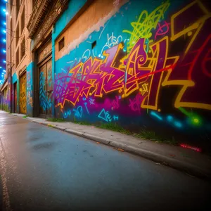 Night Alley Graffito: Digital Light Deco