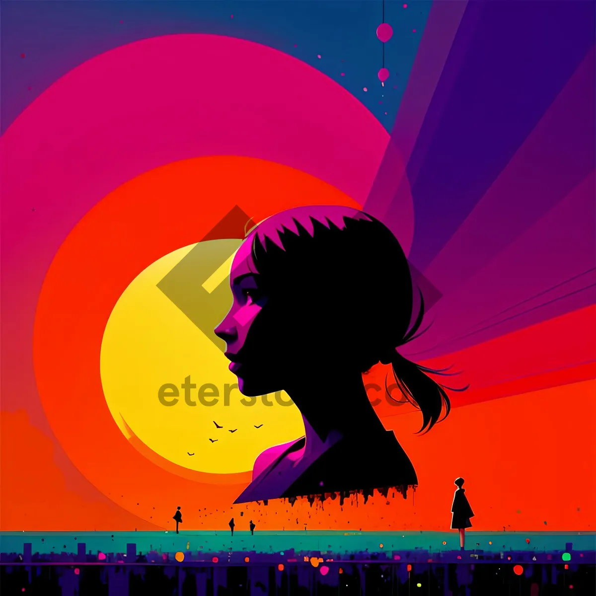 Picture of Silhouette DJ Moon Night Art