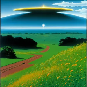 Idyllic countryside vista with rolling hills and clear skies