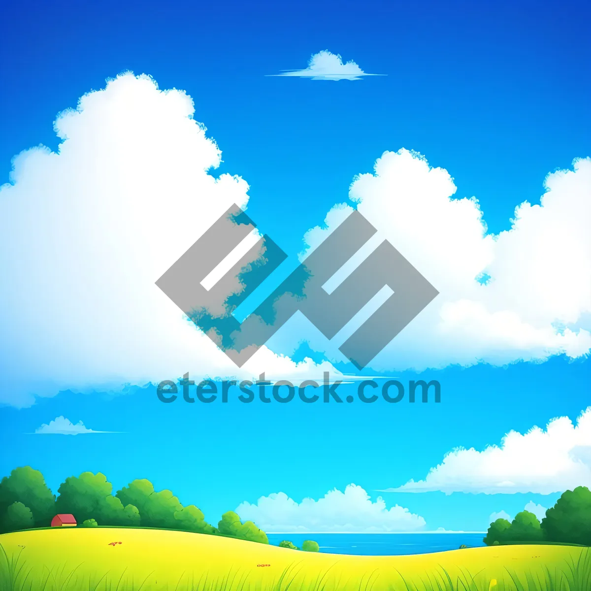 Picture of Vibrant Country Landscape with Clear Blue Sky