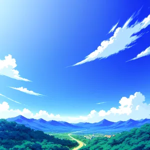 Vibrant Summer Cloudscape in Clear Blue Sky