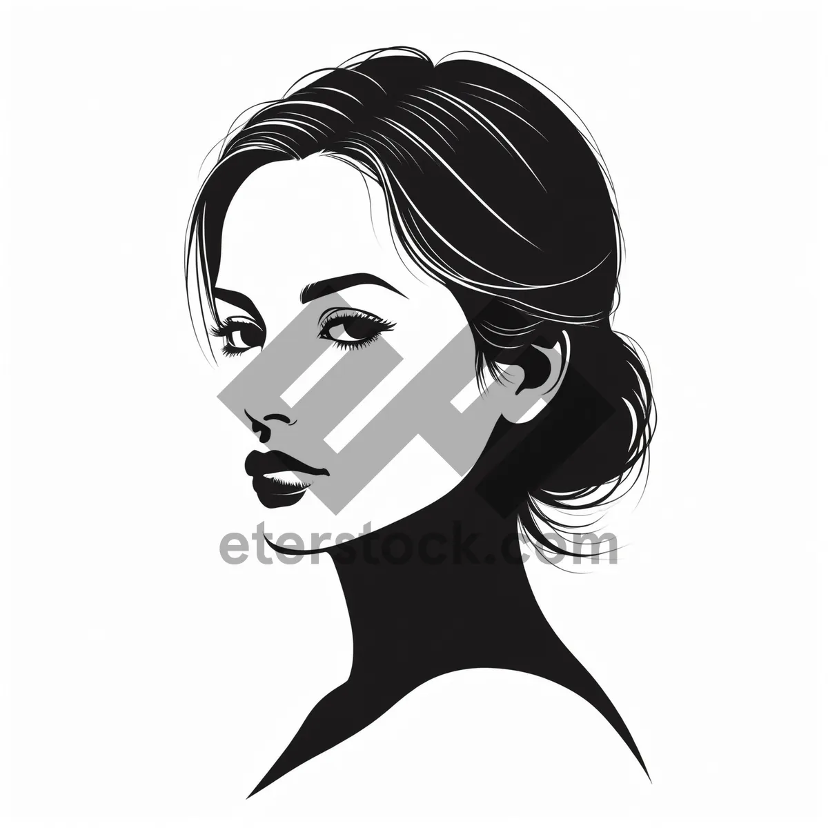 Picture of Cartoon housewife with unique haircut illustration