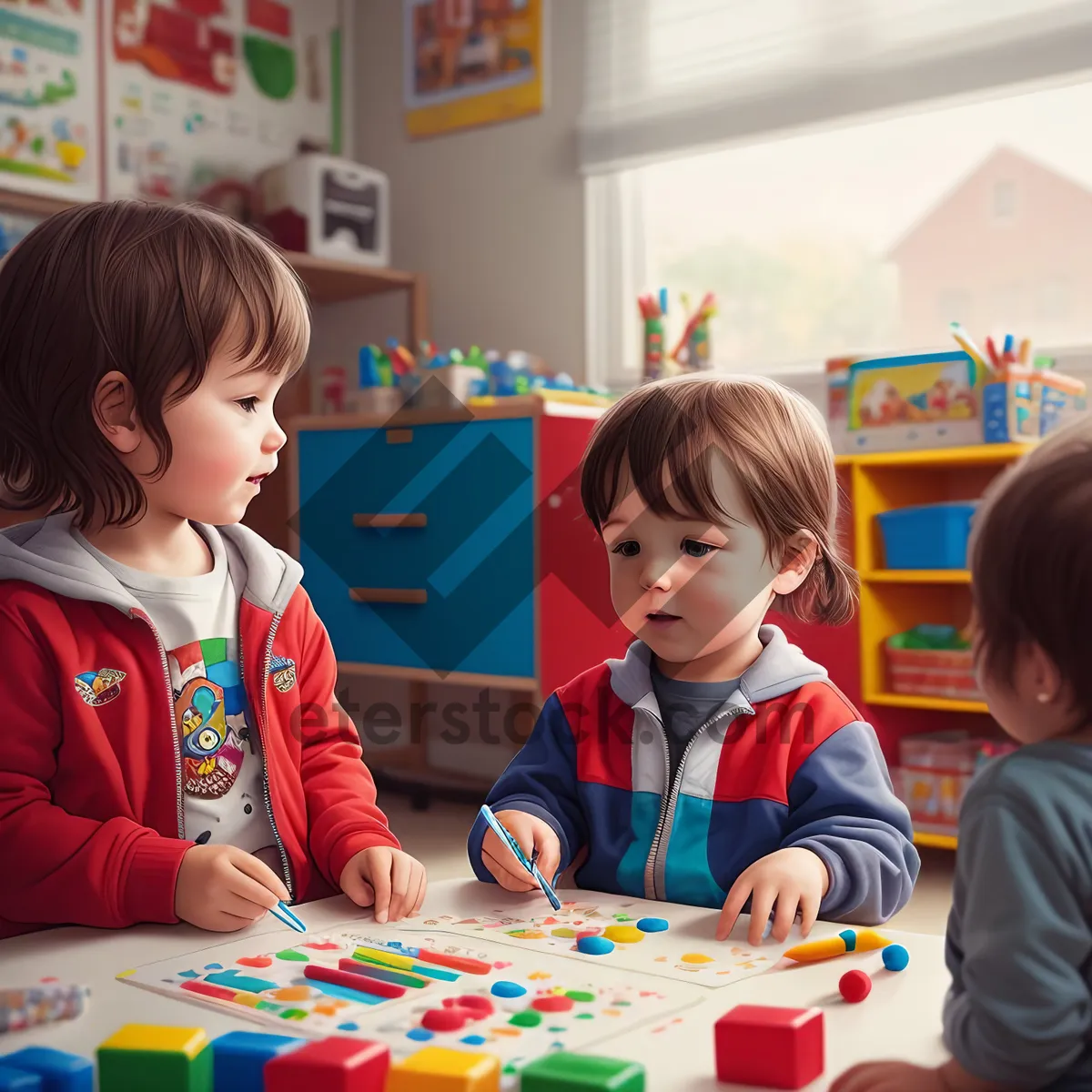 Picture of Happy Classroom Learning with Smiling Teacher and Children