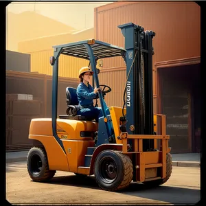 Industrial Forklift Truck at Warehouse