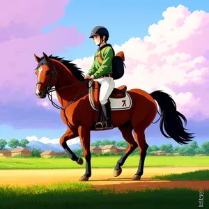 Thoroughbred rider on polo field