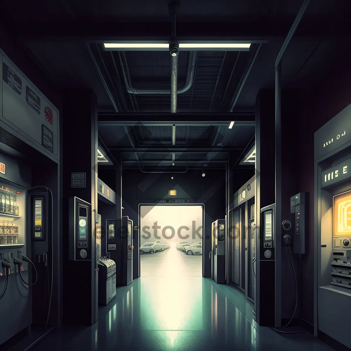 Picture of Modern Interior Turnstile Gate in Office Building