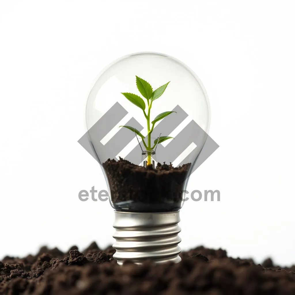 Picture of Fresh green plant leaf with healing seedling in glass jar.