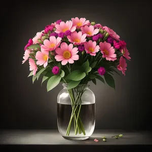 Pink Floral Blossom Bouquet in Vase