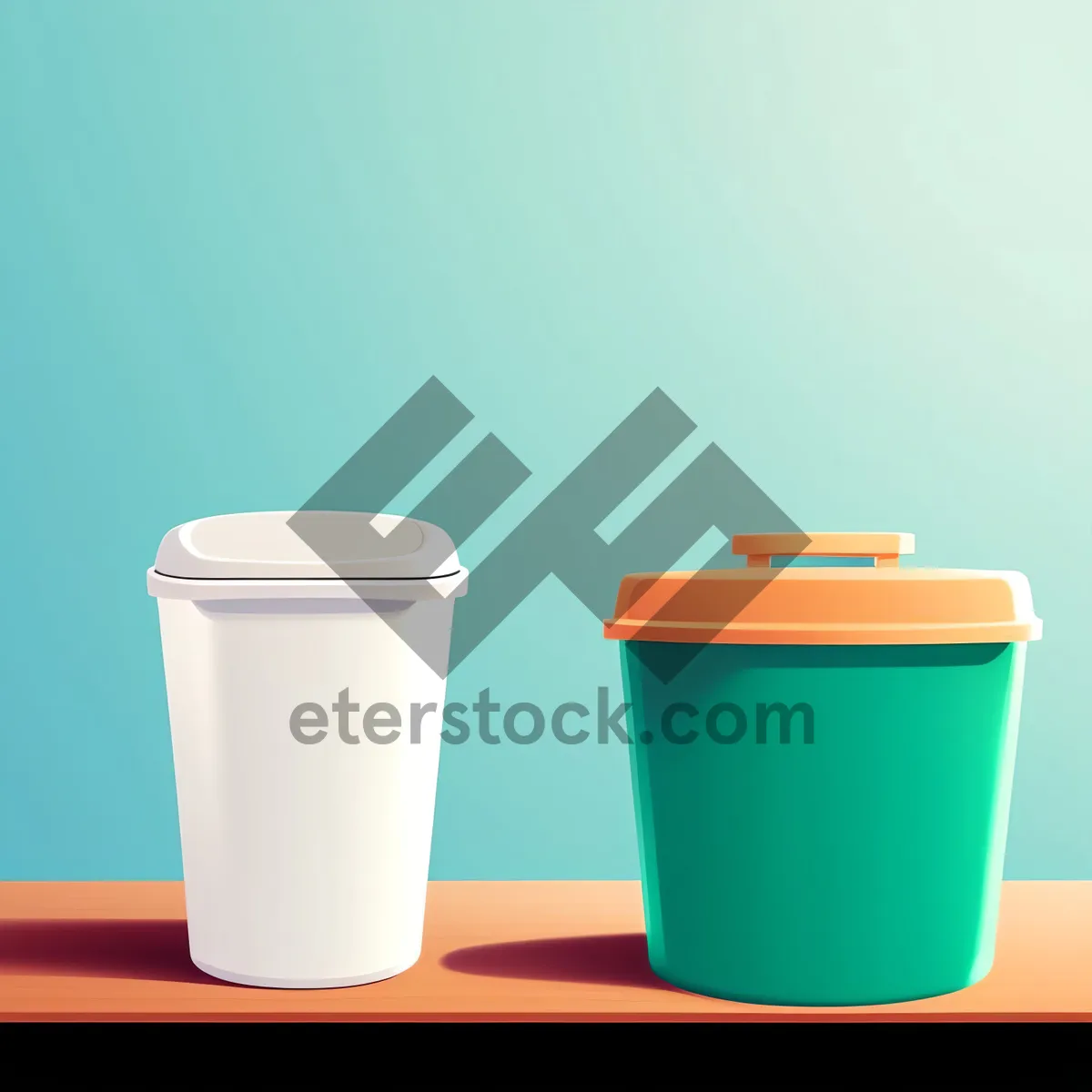 Picture of Empty Beverage Cup in Colorful Garbage Container