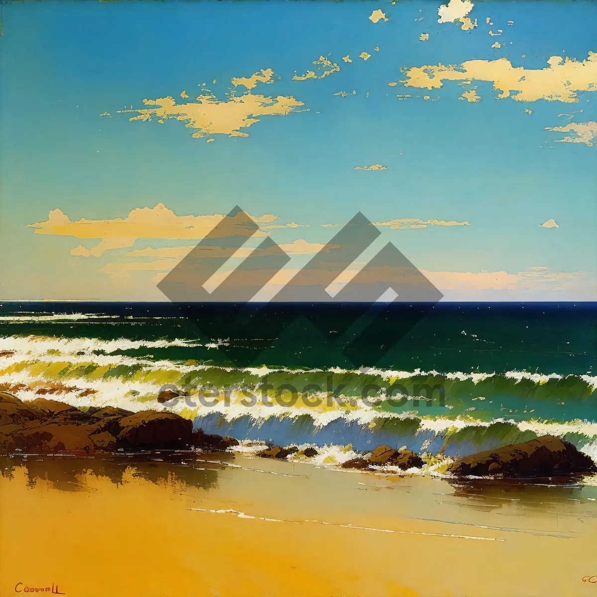 Picture of Serene Sunset over Tropical Shoreline