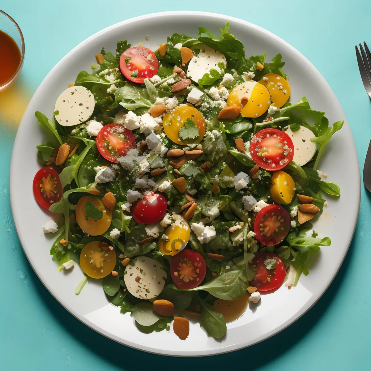 Picture of Fresh and Healthy Vegetable Salad with Grilled Cheese