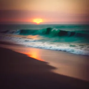 Sunset Serenity: A Captivating Beachscape Embracing the Orange Horizon