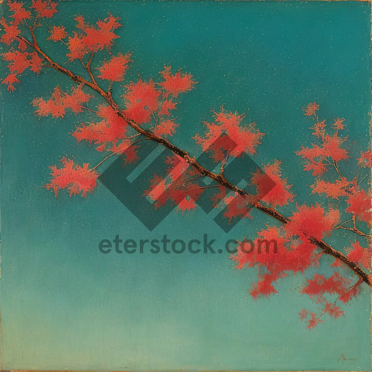 Picture of Vintage Autumn Maple Tree Border Design