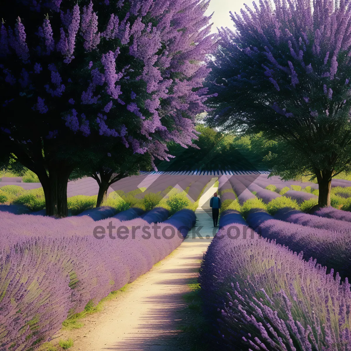 Picture of Vibrant Purple Lilacs in a Stunning Garden Landscape