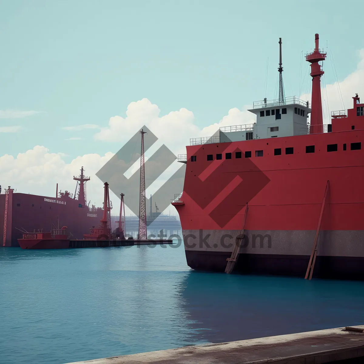 Picture of Busy Port: A Cargo Ship at the Harbor