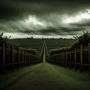 Idyllic Countryside with Picket Fence and Green Fields