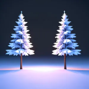 Festive Evergreen Glistening with Snow: Winter Holiday Tree