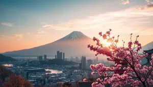 Sunset over the ocean in Japan