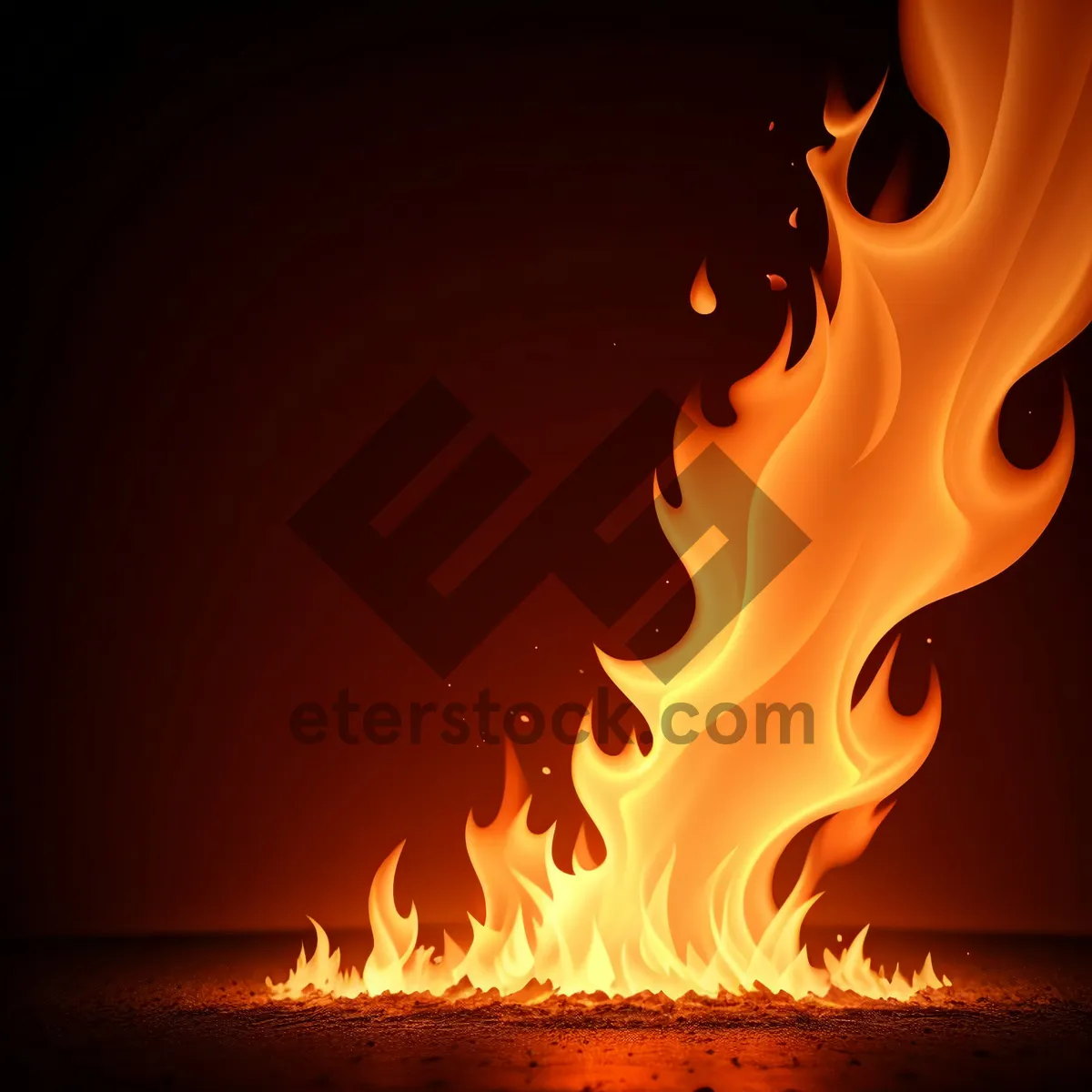 Picture of Fiery Flame Over Black Background