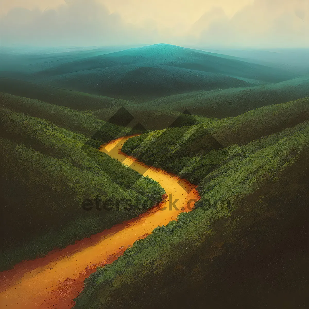 Picture of Serene Countryside Horizon with Rolling Hills