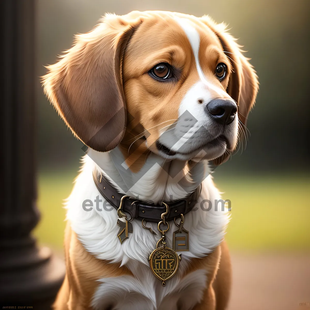 Picture of Adorable Purebred Spaniel Puppy on Leash