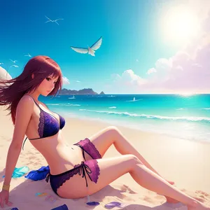 Sun-Kissed Bikini Babe on Tropical Beach