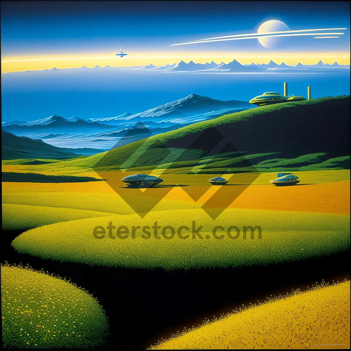 Picture of Vibrant Summer Meadow with Clear Blue Sky