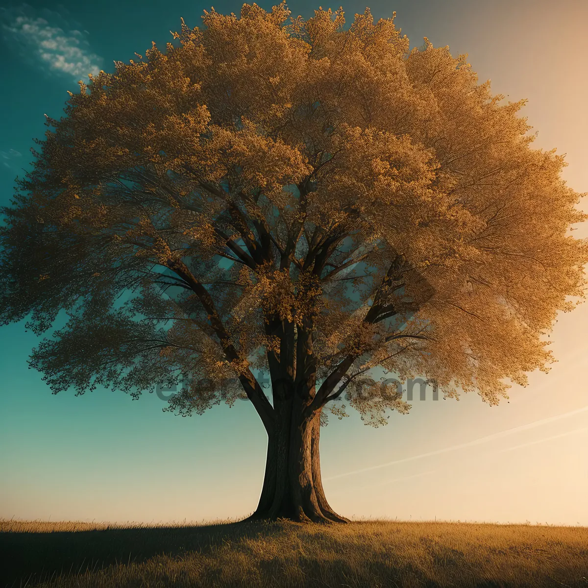 Picture of Sunset Over Yucca Tree in Rural Landscape