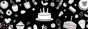 Black Silhouette Cartoon Graphic Icons Set