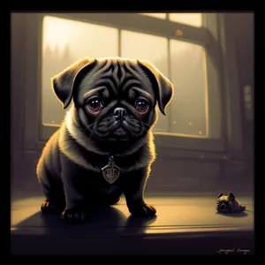 Adorable Wrinkled Pug Puppy - Purebred Bulldog Studio Portrait