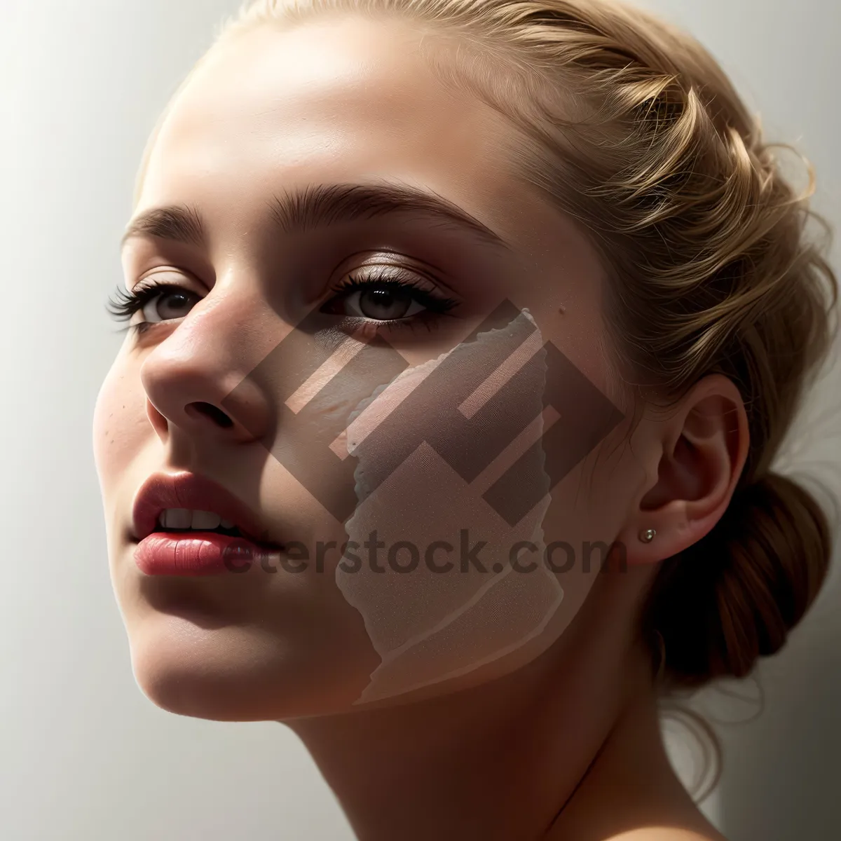 Picture of Radiant Beauty: Closeup Portrait of Attractive Model with Healthy Skin