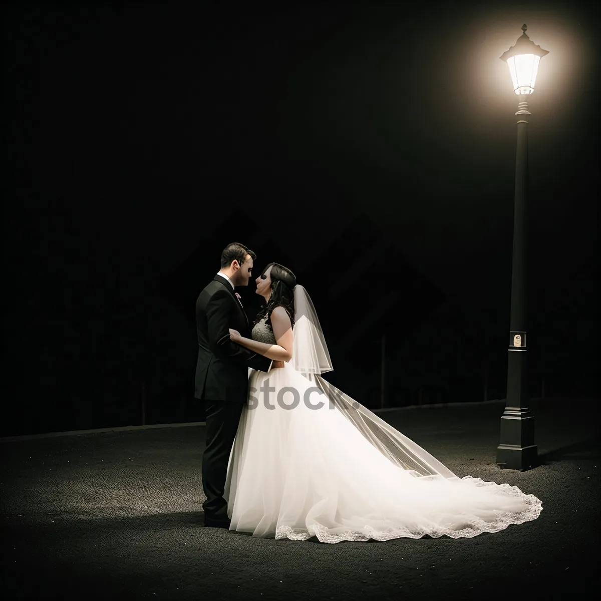 Picture of Blissful Wedding Love: Groom and Bride Embrace