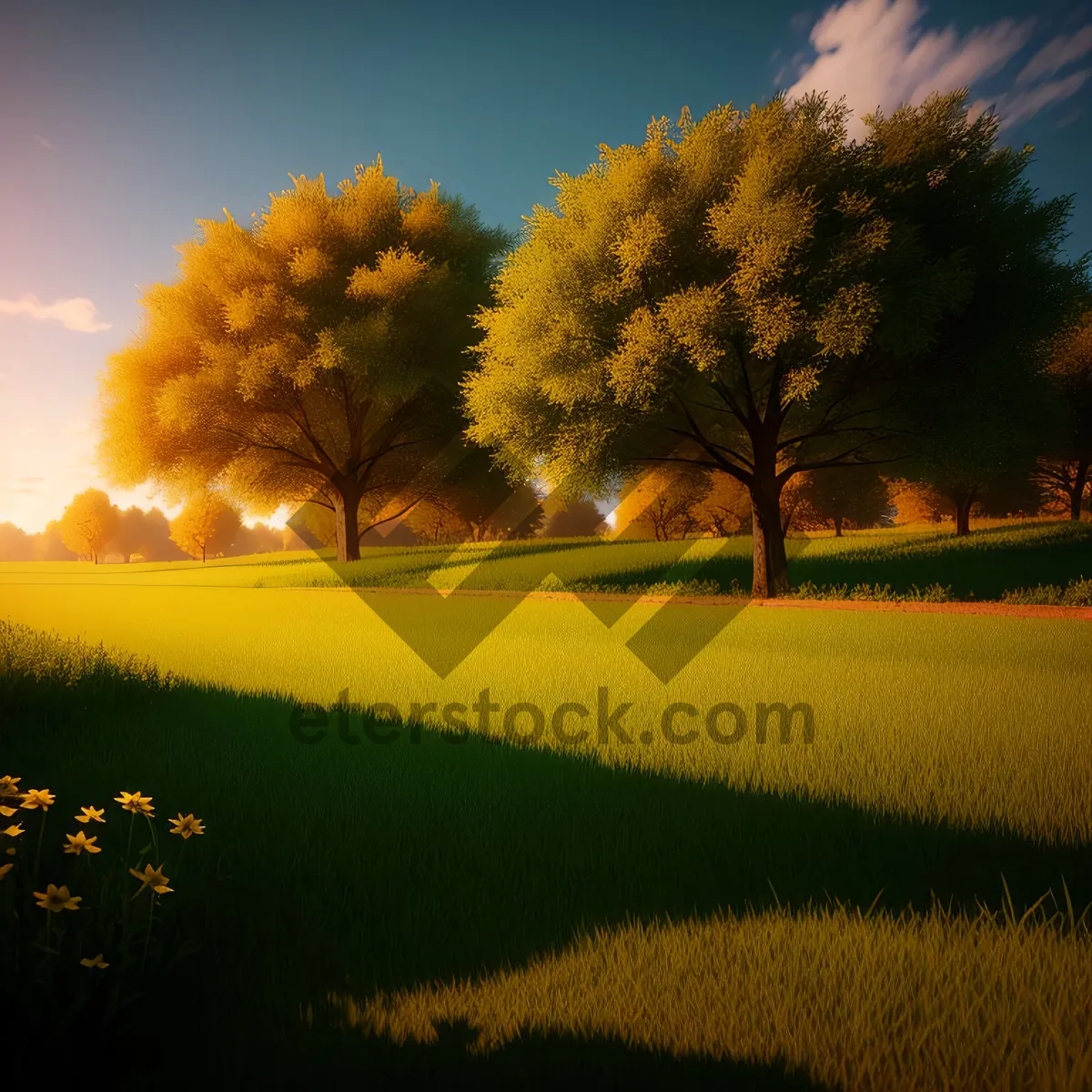 Picture of Golden Harvest: Rapeseed Field Under Summer Sky