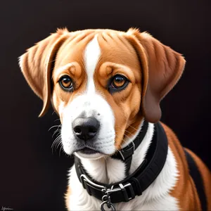 Alert Beagle and Bulldog sitting with collars