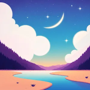 Majestic Winter Night: Moonlit Snowy Starry Sky